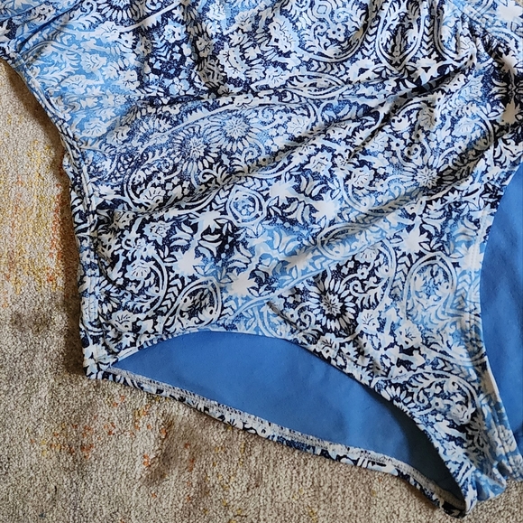 Tommy Bahama Blue Medallion Bandeau One Piece Swimsuit - Picture 3 of 9